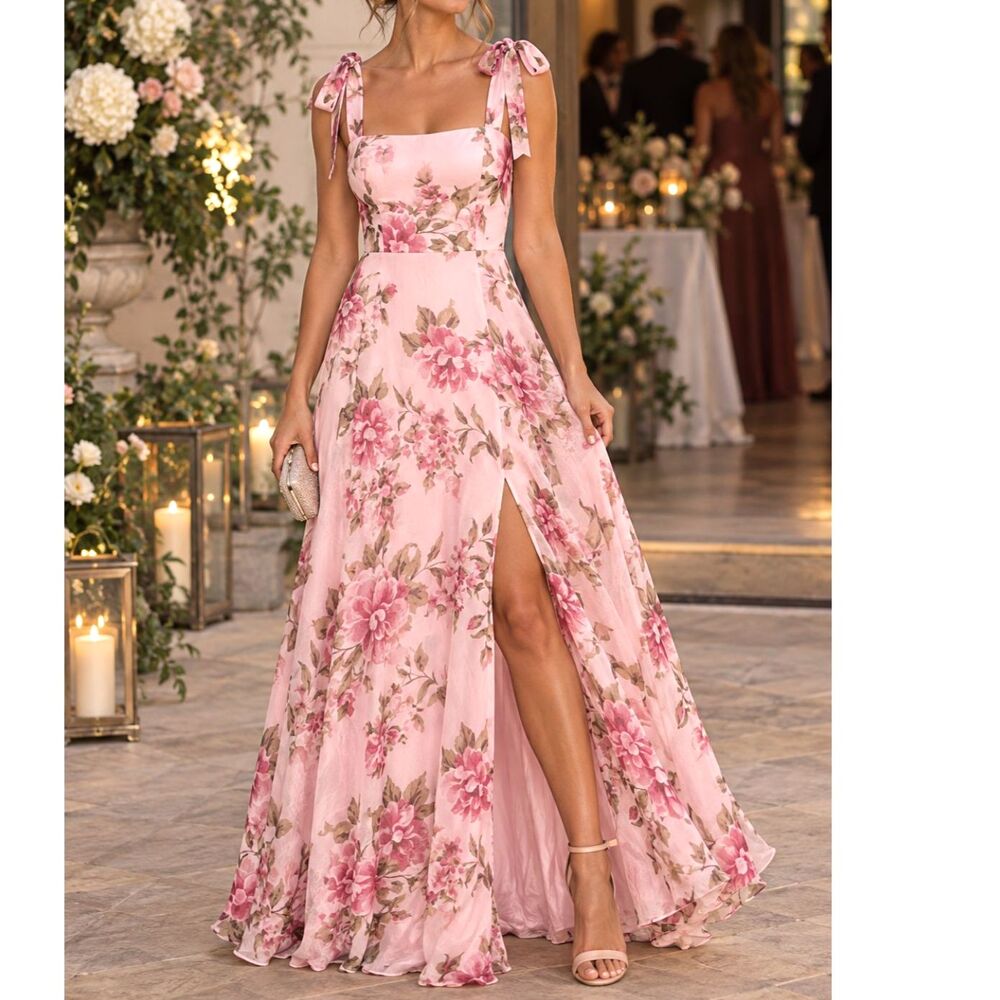 Lulus Love Me Forever Pink Floral Maxi Dress M NWT Cottagecore Wedding Guest